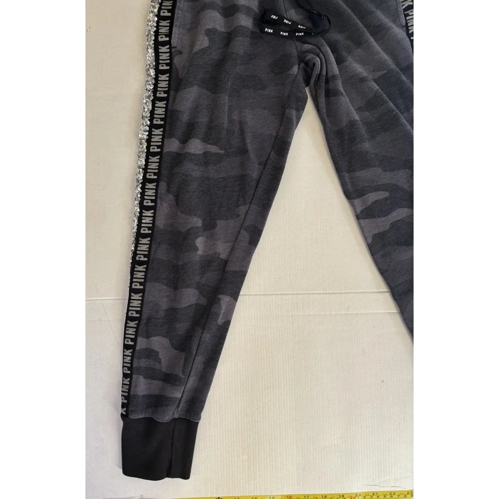 Victoria's Secret PINK CAMO BLING Sequined Stripe Joggers Sweats Sweatpant Small - Picture 2 of 11